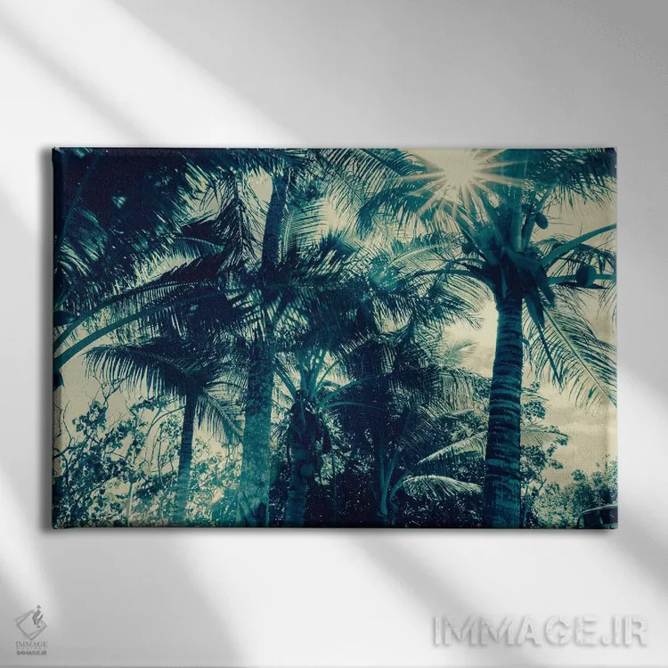 تابلو دکوراتیو نخل های نارگیل اثر هانی مون هتل - نمای روبهرو روی دیوار