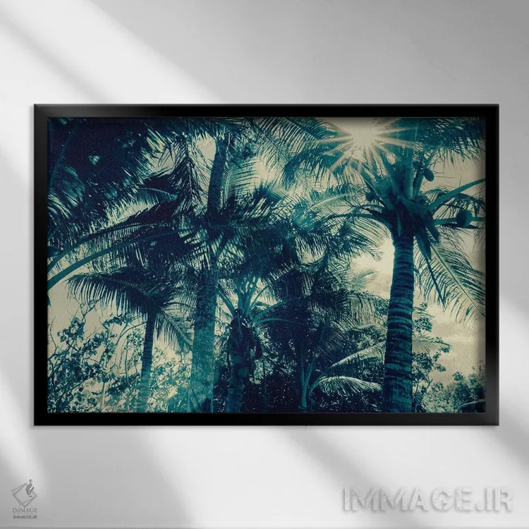 تابلو دکوراتیو نخل های نارگیل اثر هانی مون هتل - نمای قابدار مشکی