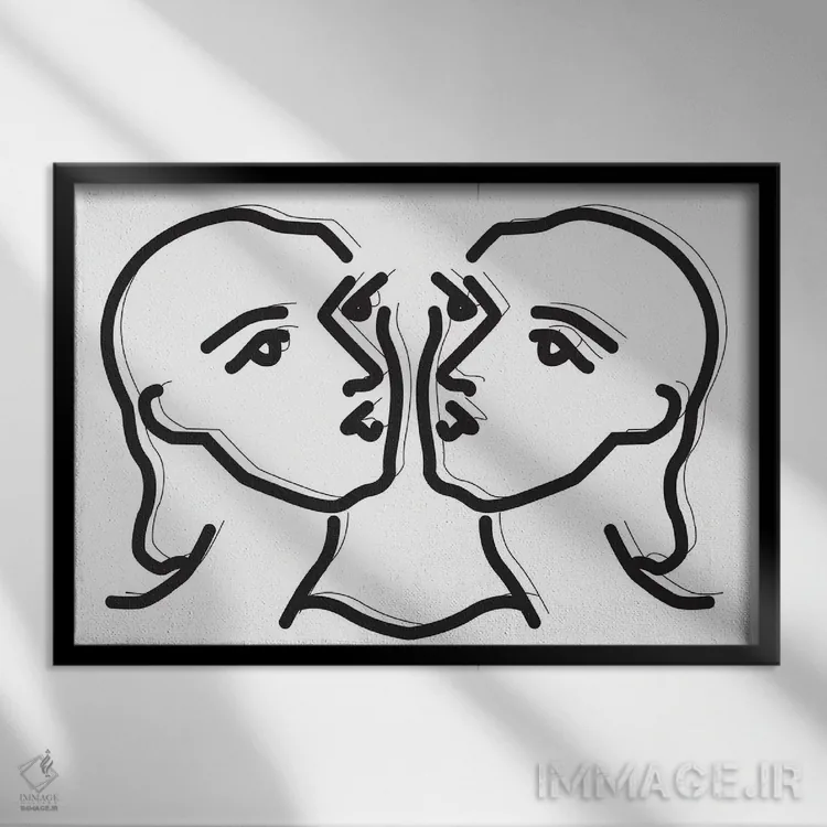 تابلو مینیمال دوپیکر اثر هانی مون هتل - نمای قابدار مشکی