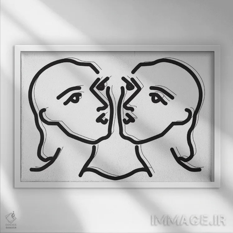 تابلو مینیمال دوپیکر اثر هانی مون هتل - نمای قابدار سفید