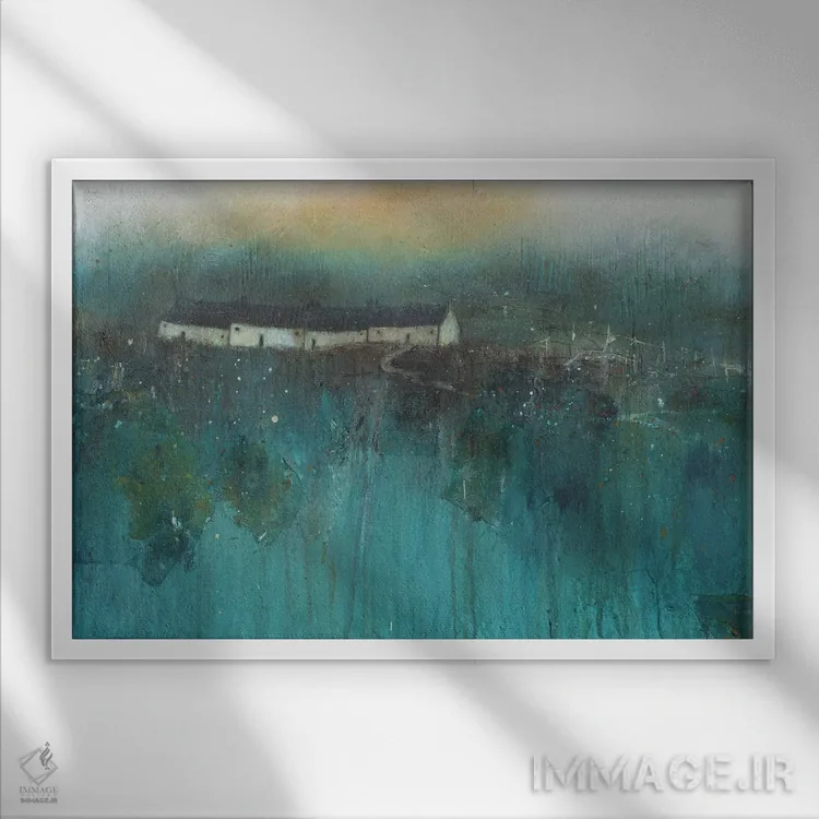 تابلو انتزاعی پناهگاه ملوان اثر لیزا هاوس - نمای قابدار سفید