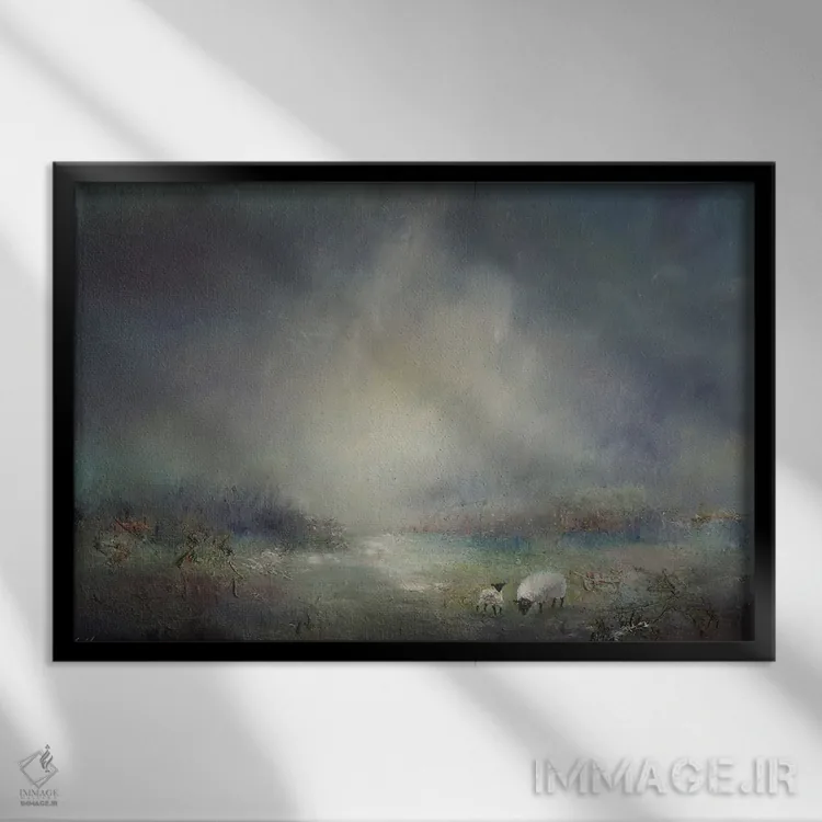 تابلو دکوراتیو چرای دام در ثیرلمیر اثر لیزا هاوس - نمای قابدار مشکی