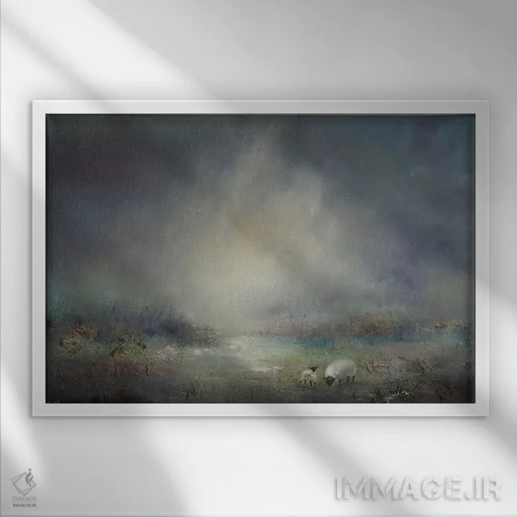 تابلو دکوراتیو چرای دام در ثیرلمیر اثر لیزا هاوس - نمای قابدار سفید