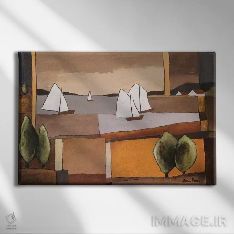 تابلو انتزاعی خط افق ۲ اثر هانس پاوس - نمای روبهرو روی دیوار