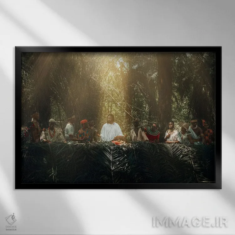 تابلو دکوراتیو شام آخر اثر هری ادونزه - نمای قابدار مشکی