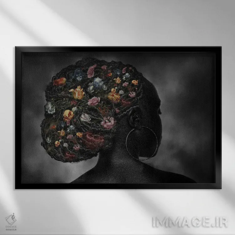 تابلو دکوراتیو هنر مو ۲ اثر هری ادونزه - نمای قابدار مشکی