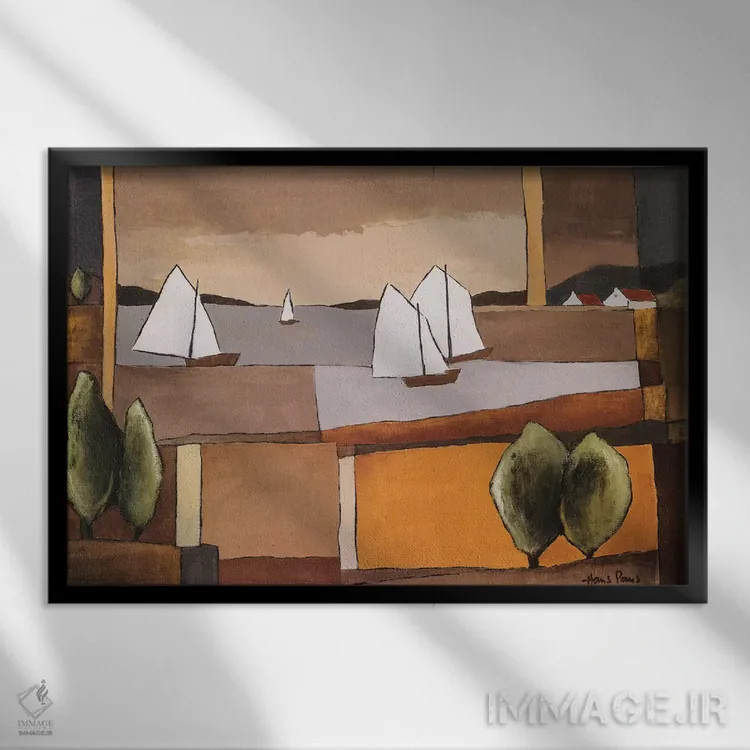 تابلو انتزاعی خط افق ۲ اثر هانس پاوس - نمای قابدار مشکی