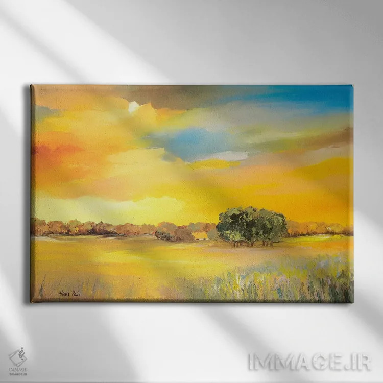 تابلو انتزاعی آرامش بخش ۱ اثر هانس پاوس - نمای روبهرو روی دیوار