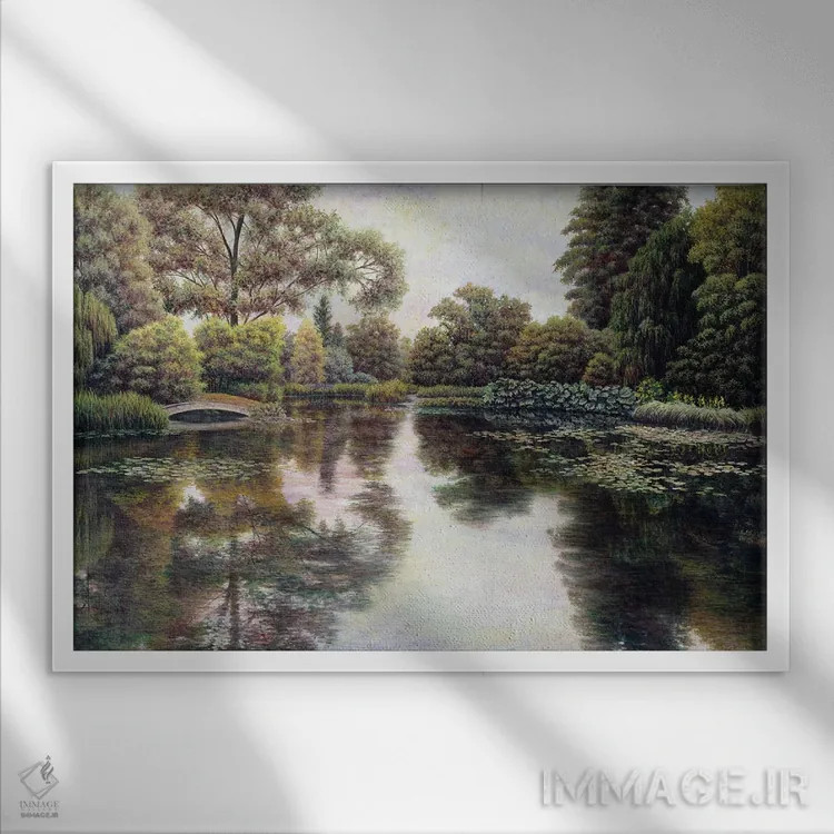 تابلو دکوراتیو فرشینه طبیعت اثر دیوید هاولز - نمای قابدار سفید