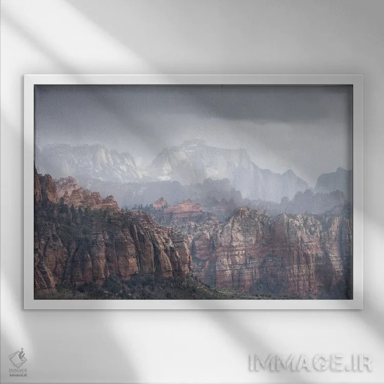 تابلو دکوراتیو زایون اول اثر هانتر پیج - نمای قابدار سفید