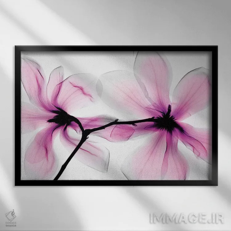 تابلو دکوراتیو ماگنولیا دو اثر هونگ فام - نمای قابدار مشکی
