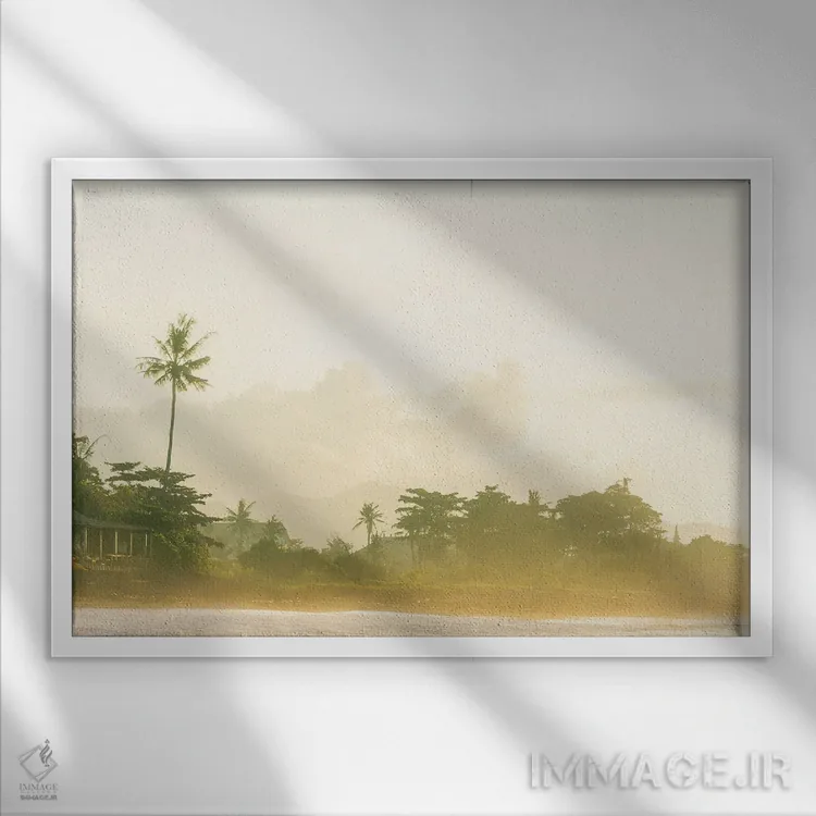 تابلو مینیمال مه بالی اثر هانا پریویت - نمای قابدار سفید