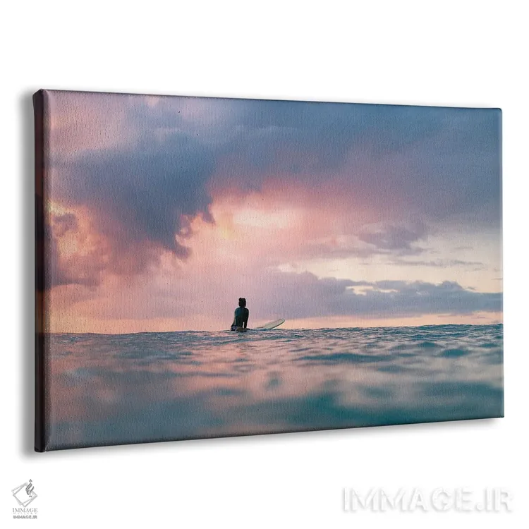 تابلو مینیمال موج سواری غروب نوسا اثر هانا پریویت - نمای پرسپکتیو محصول