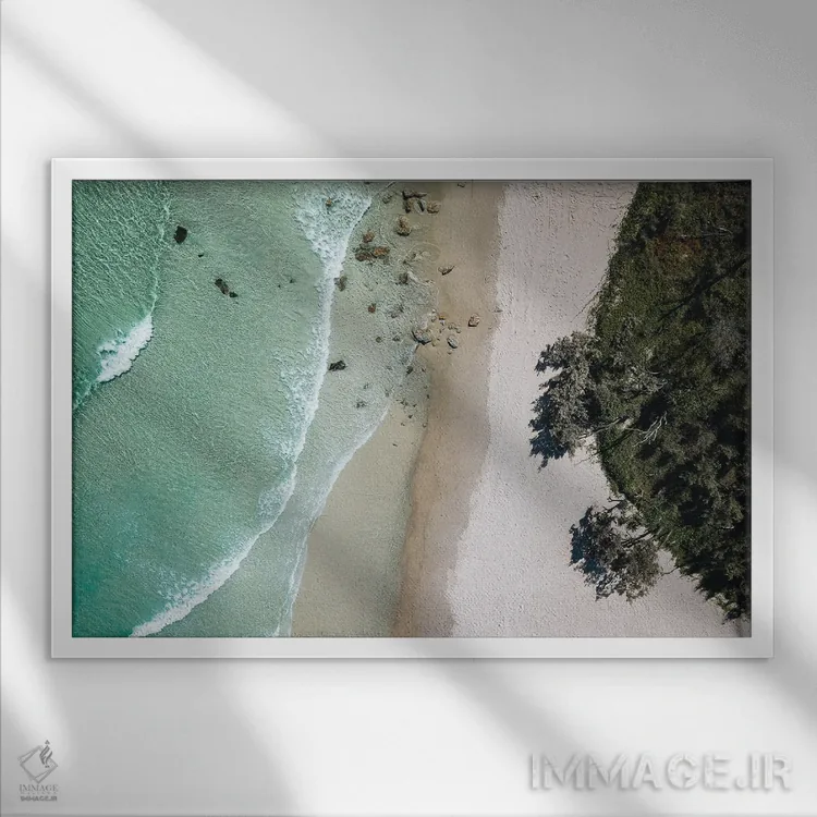 تابلو مینیمال جزیره مورتون اثر هانا پریویت - نمای قابدار سفید