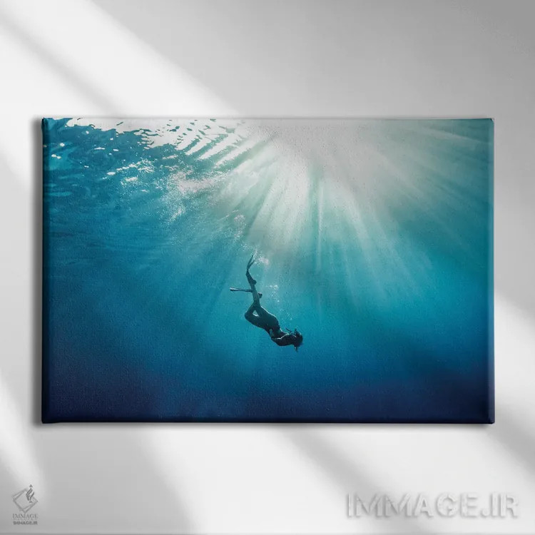 تابلو مینیمال غواصی باهاما اثر هانا پریویت - نمای روبهرو روی دیوار