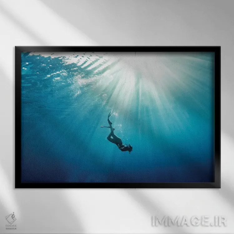 تابلو مینیمال غواصی باهاما اثر هانا پریویت - نمای قابدار مشکی