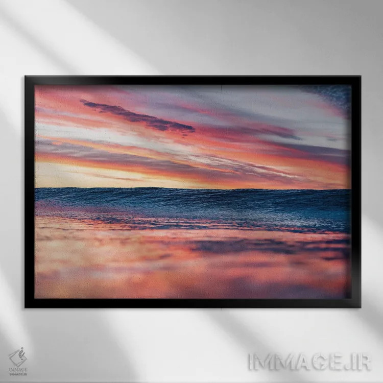 تابلو مینیمال آتش طلوع اثر هانا پریویت - نمای قابدار مشکی