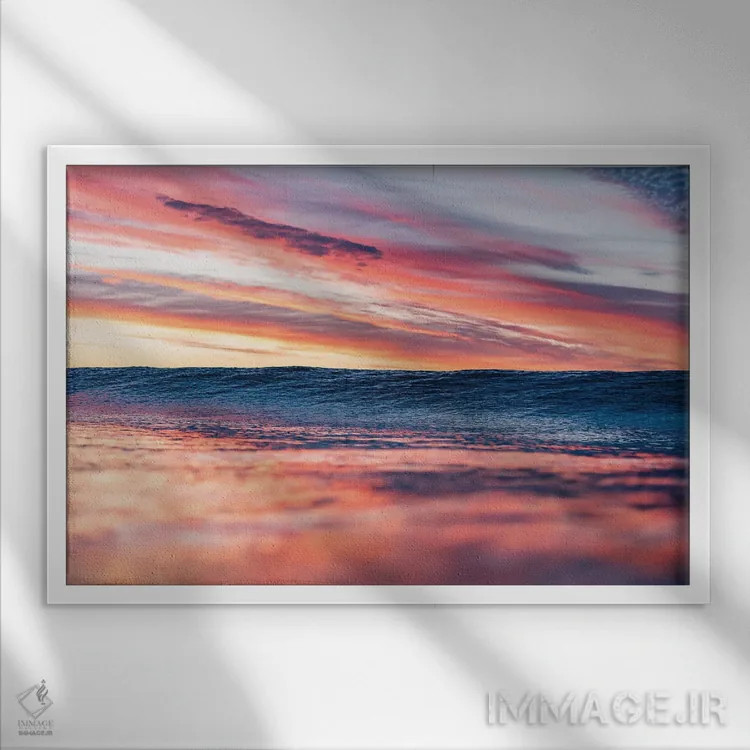 تابلو مینیمال آتش طلوع اثر هانا پریویت - نمای قابدار سفید