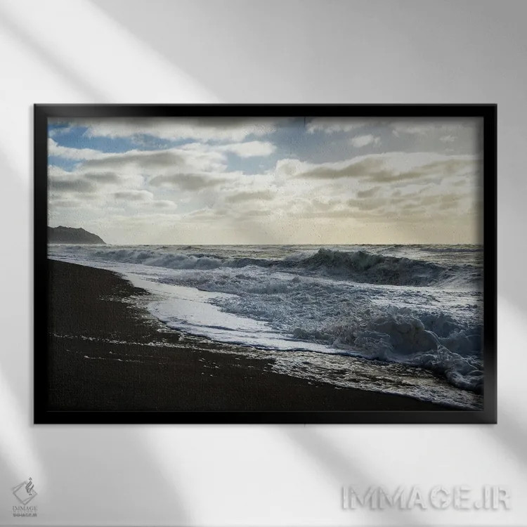 تابلو دکوراتیو امواج طوفانی اثر هدر رابرسون - نمای قابدار مشکی