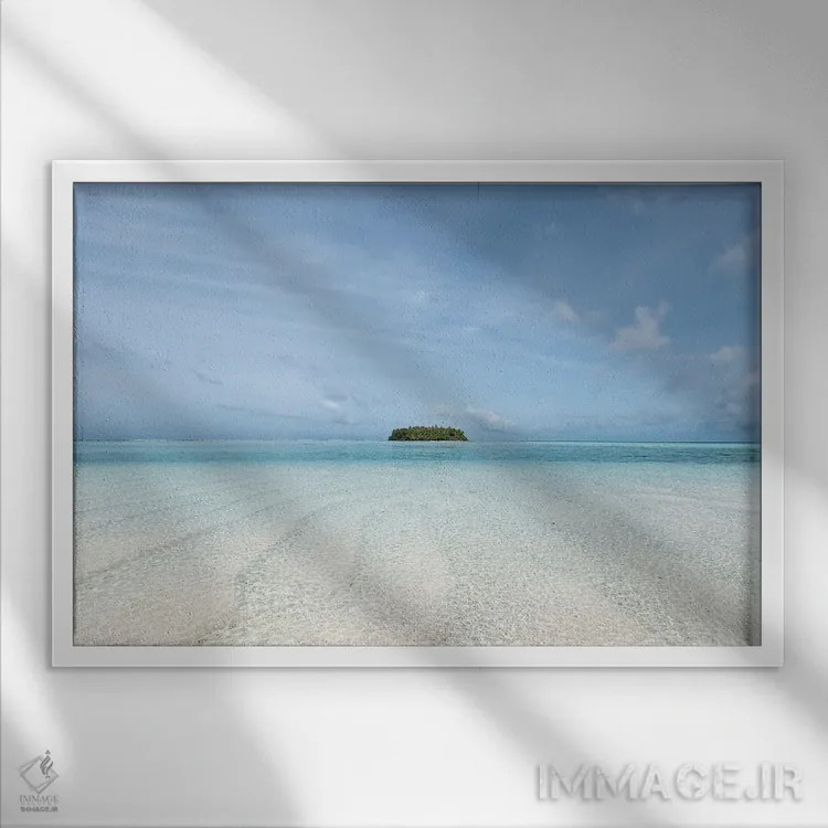 تابلو مینیمال جزیره اثر هانا پریویت - نمای قابدار سفید
