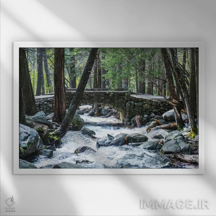 تابلو دکوراتیو پل سنگی کوچک اثر هدر رابرسون - نمای قابدار سفید