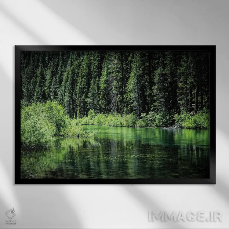 تابلو دکوراتیو کنار رودخانه تراکی اثر هدر رابرسون - نمای قابدار مشکی