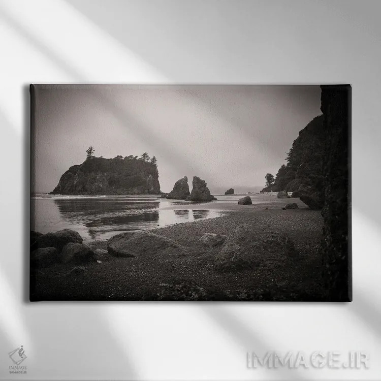 تابلو دکوراتیو ساحل روبی سیاه و سفید اثر هدر رابرسون - نمای روبهرو روی دیوار