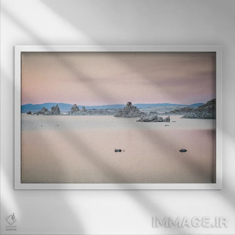 تابلو دکوراتیو زیبا در صورتی اثر هدر رابرسون - نمای قابدار سفید