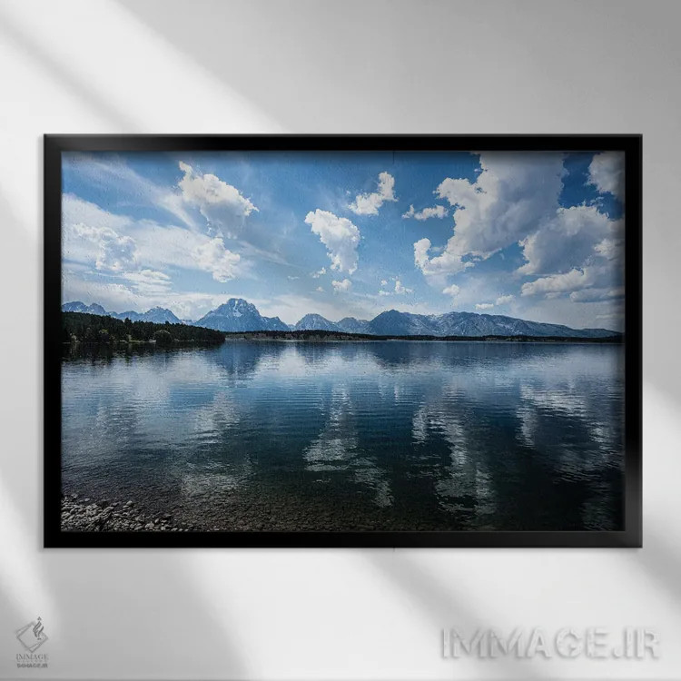 تابلو دکوراتیو دریاچه جکسون اثر هدر رابرسون - نمای قابدار مشکی