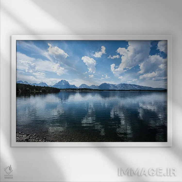 تابلو دکوراتیو دریاچه جکسون اثر هدر رابرسون - نمای قابدار سفید