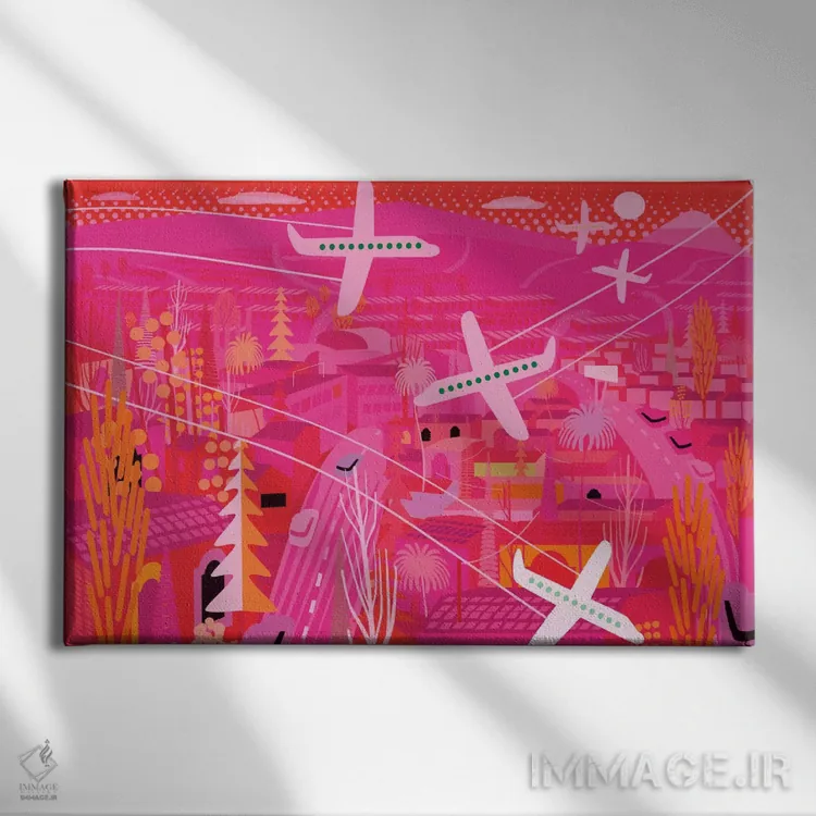 تابلو دکوراتیو آتش در لس آنجلس اثر چارلز هارکر - نمای روبهرو روی دیوار