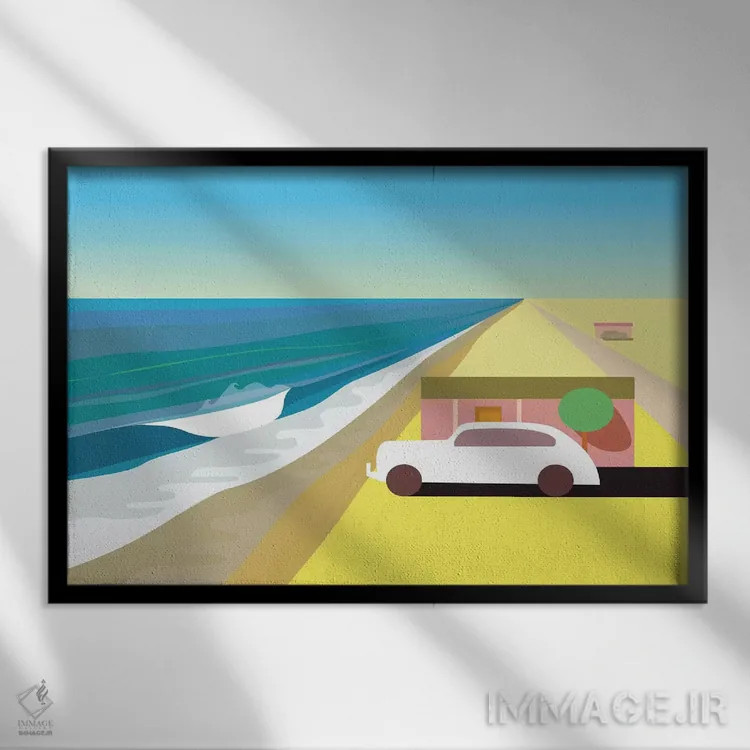 تابلو دکوراتیو ساحل بیابانی اثر چارلز هارکر - نمای قابدار مشکی