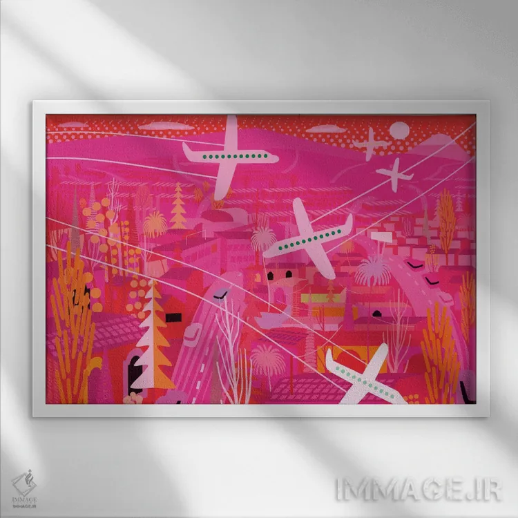 تابلو دکوراتیو آتش در لس آنجلس اثر چارلز هارکر - نمای قابدار سفید