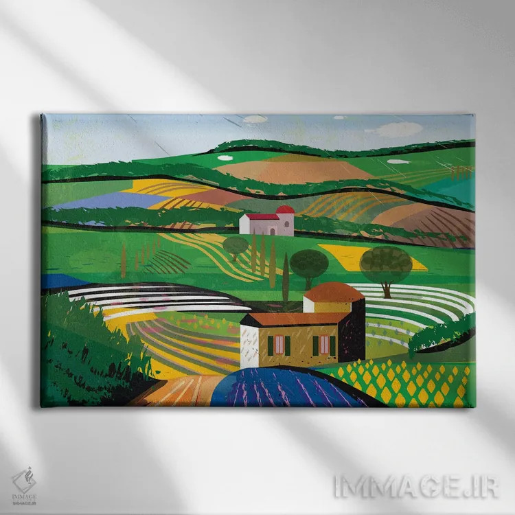 تابلو دکوراتیو مزارع سبز اثر چارلز هارکر - نمای روبهرو روی دیوار