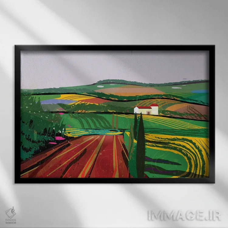 تابلو دکوراتیو مزرعه شماره ۸ اثر چارلز هارکر - نمای قابدار مشکی