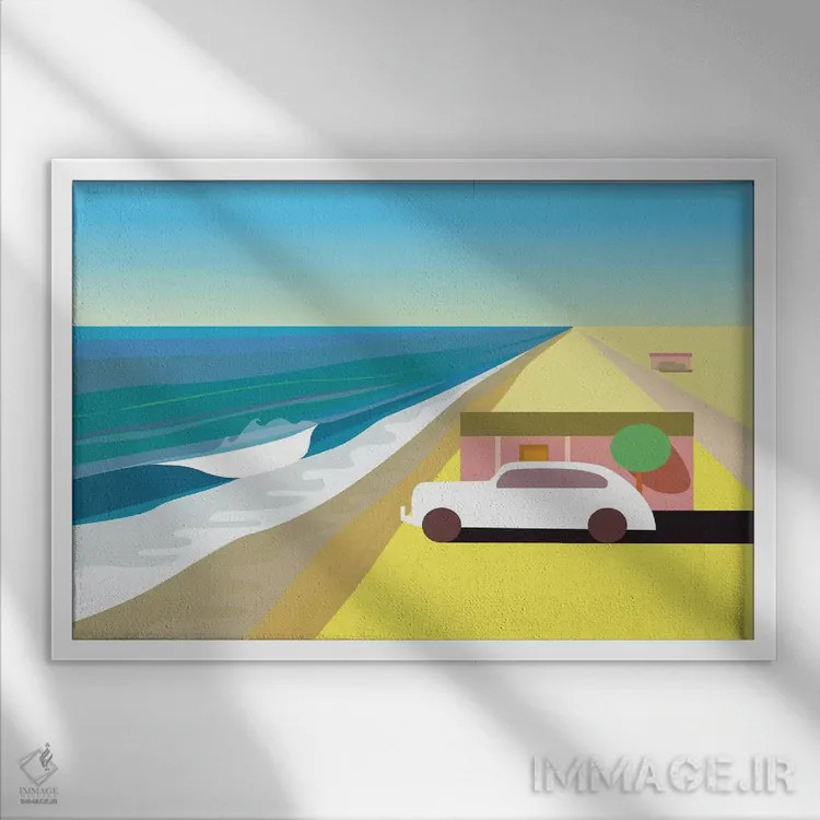 تابلو دکوراتیو ساحل بیابانی اثر چارلز هارکر - نمای قابدار سفید