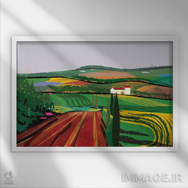 تابلو دکوراتیو مزرعه شماره ۸ اثر چارلز هارکر - نمای قابدار سفید