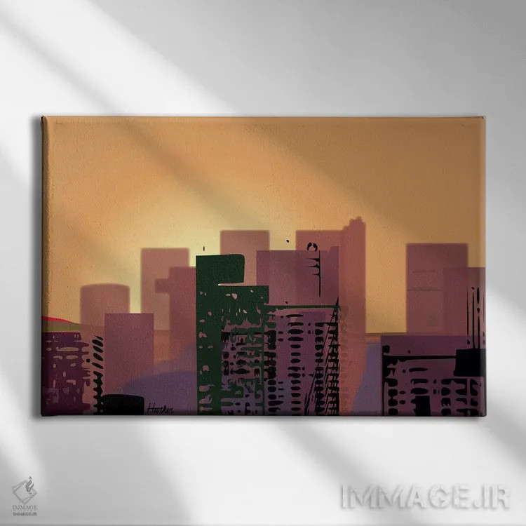 تابلو دکوراتیو غروب آفتاب بر سانفرانسیسکو اثر چارلز هارکر - نمای روبهرو روی دیوار