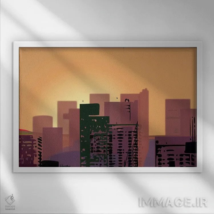 تابلو دکوراتیو غروب آفتاب بر سانفرانسیسکو اثر چارلز هارکر - نمای قابدار سفید