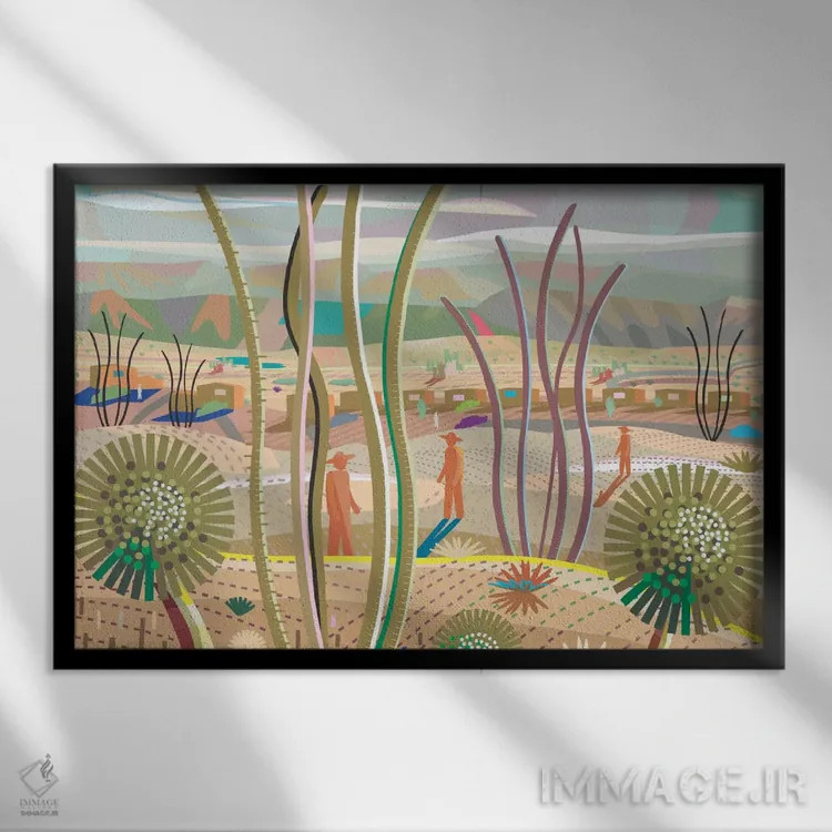 تابلو انتزاعی درخت جاشوا اثر چارلز هارکر - نمای قابدار مشکی