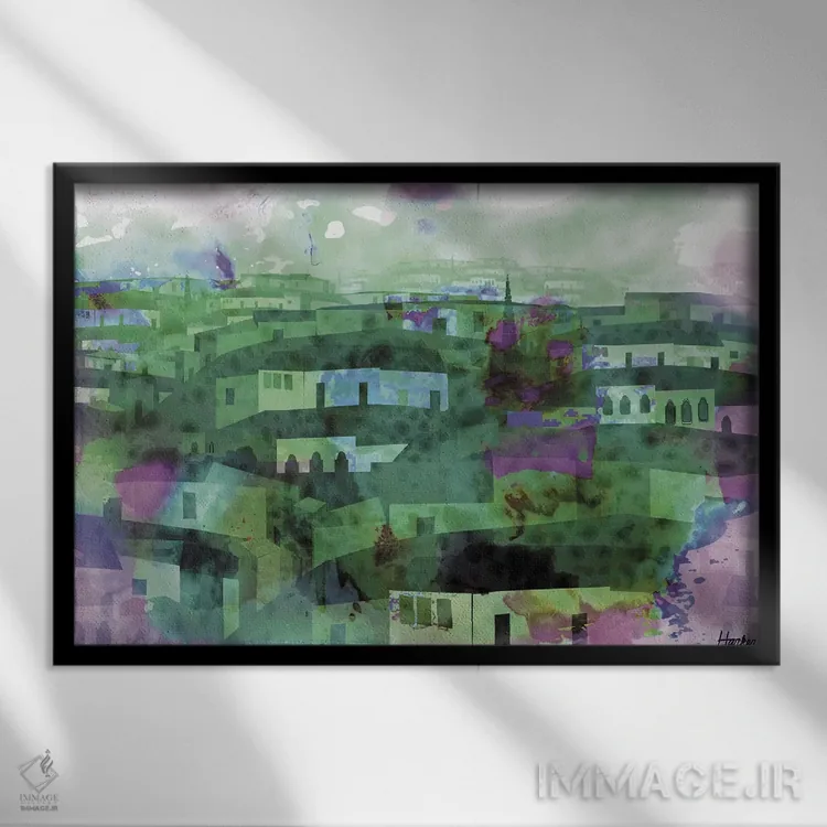 تابلو دکوراتیو در هنگام باران اثر چارلز هارکر - نمای قابدار مشکی