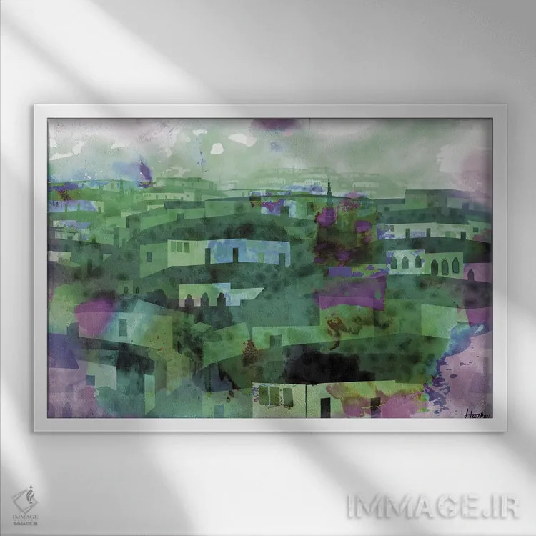 تابلو دکوراتیو در هنگام باران اثر چارلز هارکر - نمای قابدار سفید