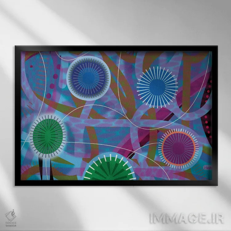 تابلو انتزاعی شب تابستانی اثر چارلز هارکر - نمای قابدار مشکی