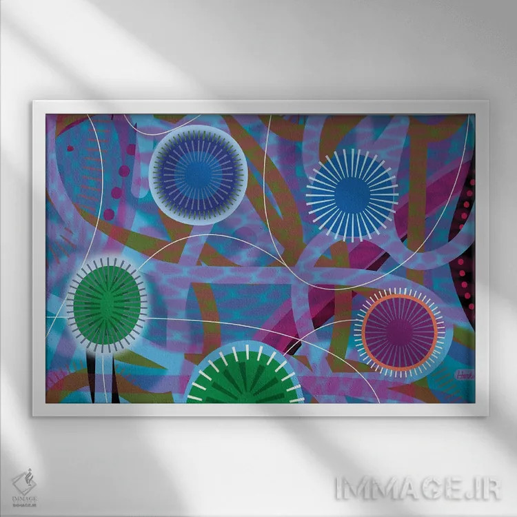 تابلو انتزاعی شب تابستانی اثر چارلز هارکر - نمای قابدار سفید