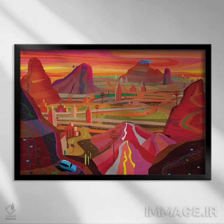 تابلو دکوراتیو شهر علم اثر چارلز هارکر - نمای قابدار مشکی