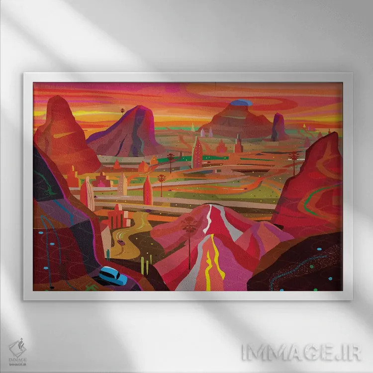 تابلو دکوراتیو شهر علم اثر چارلز هارکر - نمای قابدار سفید