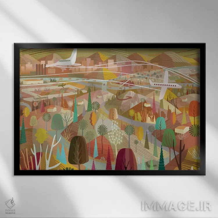 تابلو دکوراتیو لس آنجلس تا ریورساید اثر چارلز هارکر - نمای قابدار مشکی