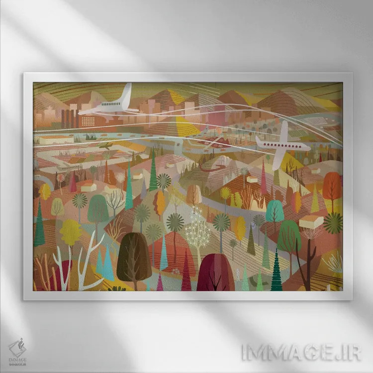 تابلو دکوراتیو لس آنجلس تا ریورساید اثر چارلز هارکر - نمای قابدار سفید