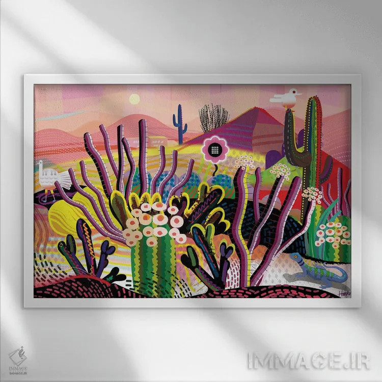 تابلو دکوراتیو سفر بیابانی اثر چارلز هارکر - نمای قابدار سفید