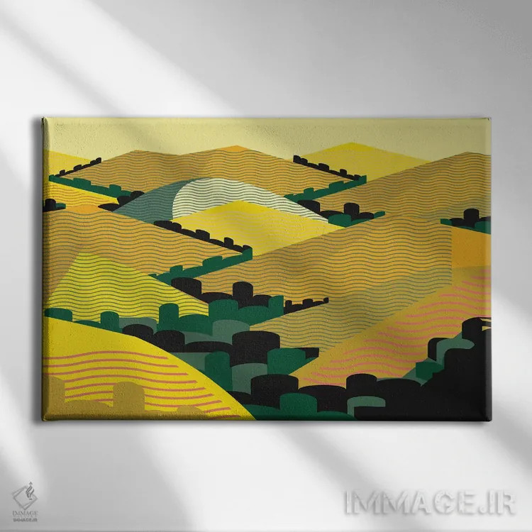 تابلو انتزاعی تپه های کالیفرنیا اثر چارلز هارکر - نمای روبهرو روی دیوار